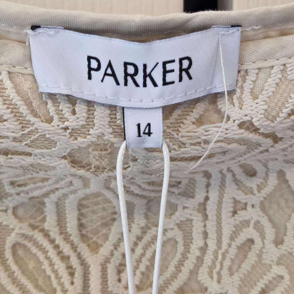 Parker Ivory Sun Lace Yoke Flowy Skirt SK93091889Y Cream Boho Size 14 NEW - Picture 5 of 16